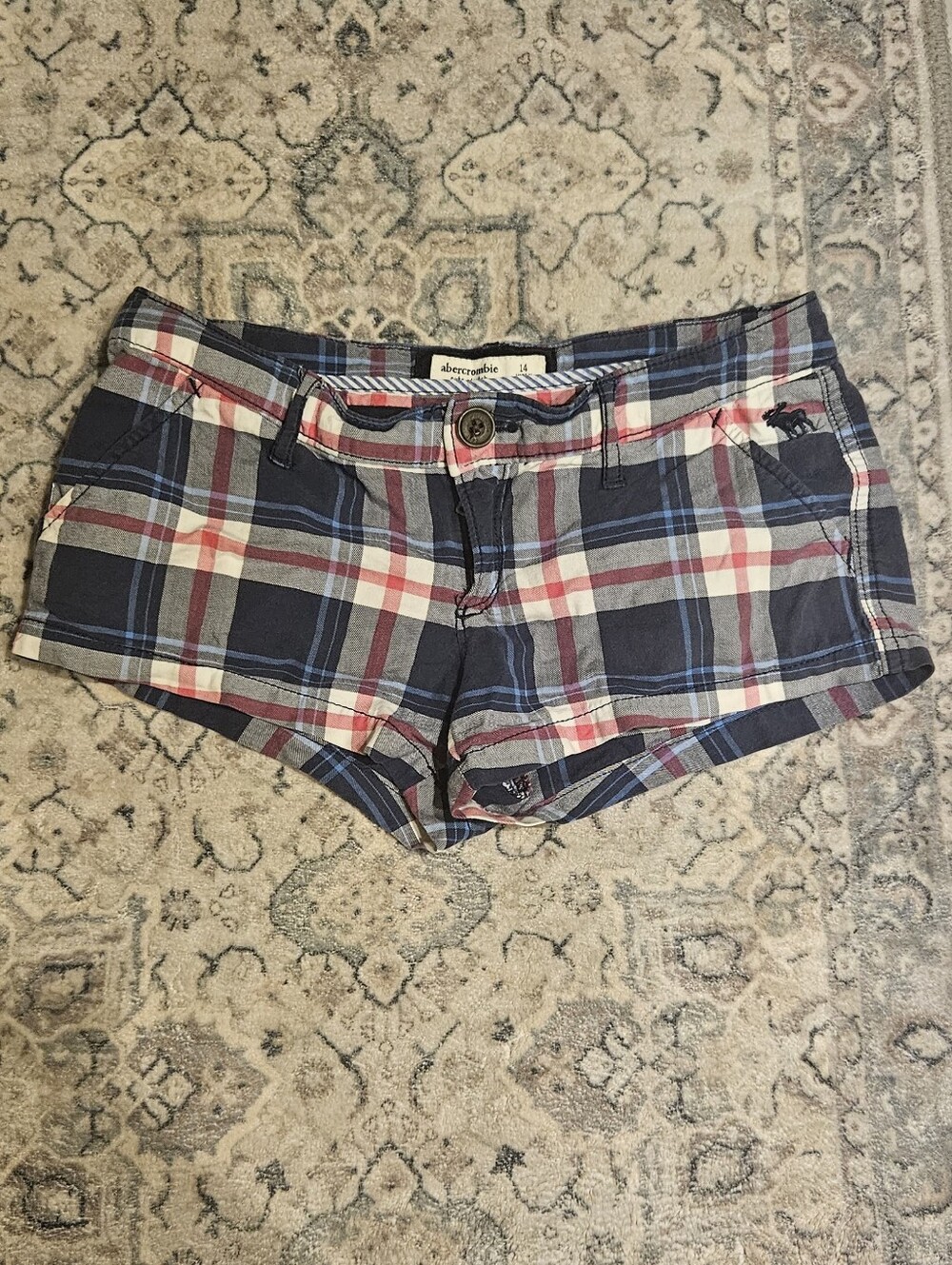 2000s Abercrombie & Fitch Navy Plaid Shorts